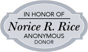 In Honor of Norice R. Price, Anonymous Donor